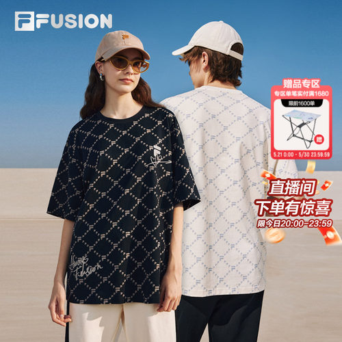 FILAFUSION情侣老花短袖t恤