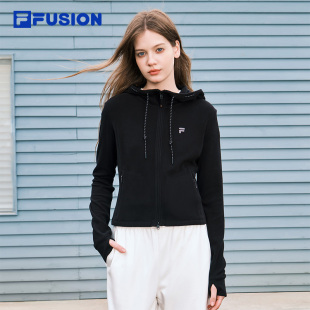 简约修身 显瘦保暖上衣 FUSION斐乐潮牌针织连帽外套女26春季 FILA