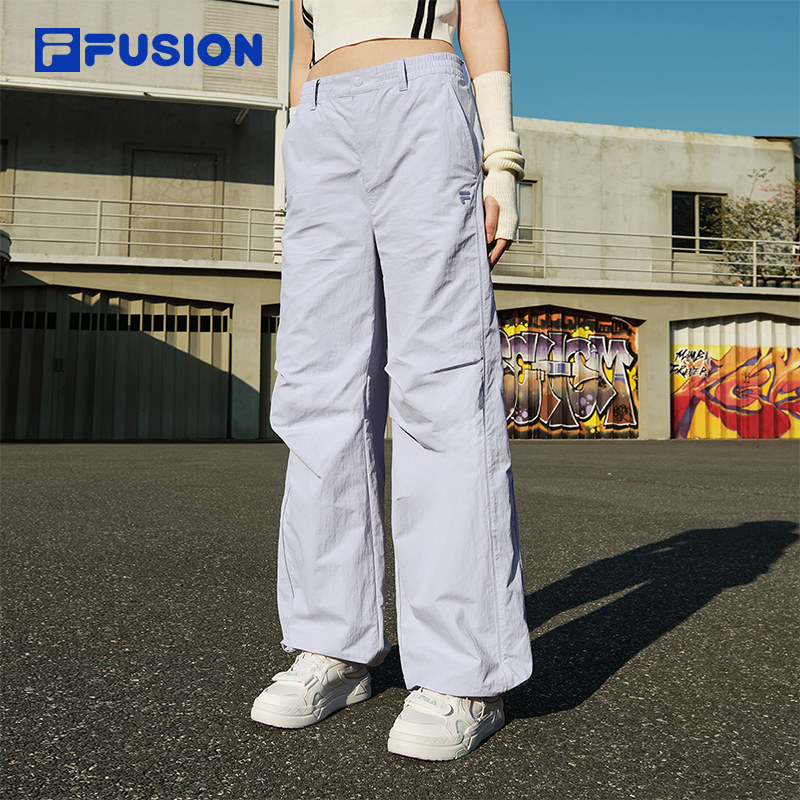 FILA FUSION斐乐梭织长裤女2026夏季新款休闲宽松运动裤阔腿裤子