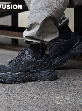 硬糖男鞋丨FILA FUSION斐乐老爹鞋黑武士厚底增高黑色休闲运动鞋