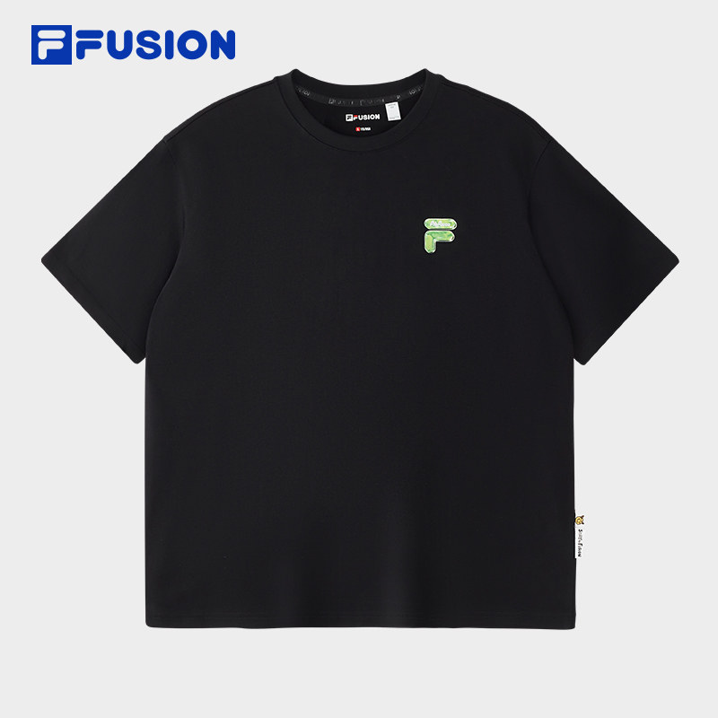 FILA FUSION斐乐潮牌情侣款针织短袖衫2026夏新款休闲纯棉宽松T恤