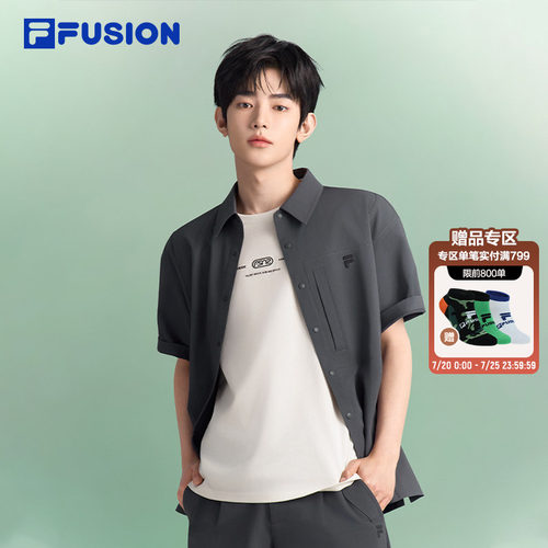 FILAFUSION斐乐男子短袖衬衫