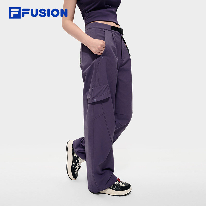 FILA FUSION斐乐潮牌梭织长裤女裤2026春季新款休闲裤宽松弯刀裤,运动服/休闲服装,运动长裤,淘宝优惠券,粉丝福利购,淘宝优惠卷