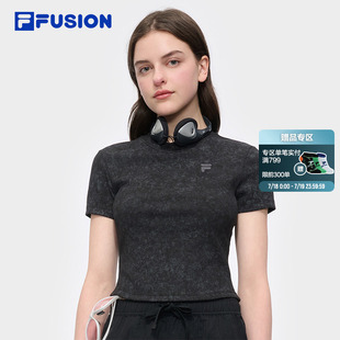 FILA T恤2025夏新款 時尚 緊身顯瘦鏤空上衣 FUSION斐樂潮牌女子短袖