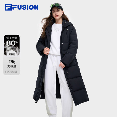 80%鹅绒|斐乐潮牌女子长款羽绒服