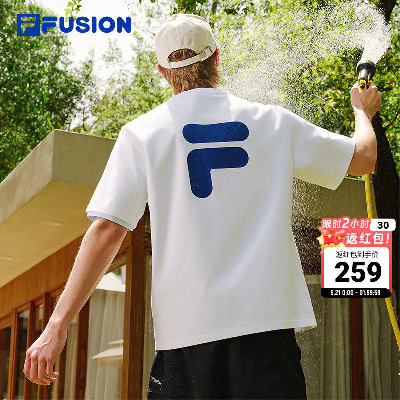 FILA FUSION斐乐潮牌情侣短袖T恤春夏季宽松运动半袖男女