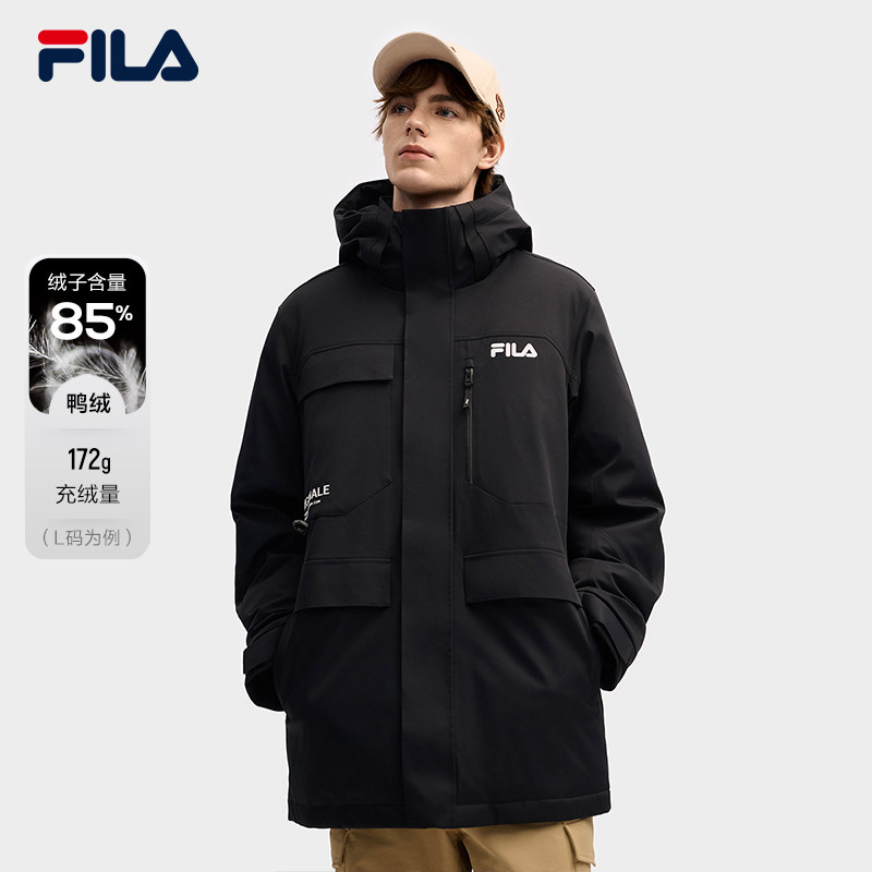 FILA 斐乐官方男士中长款羽绒服2025冬新款休闲宽松保暖连帽外套,运动服/休闲服装,运动T恤,淘宝优惠券,粉丝福利购,淘宝优惠卷