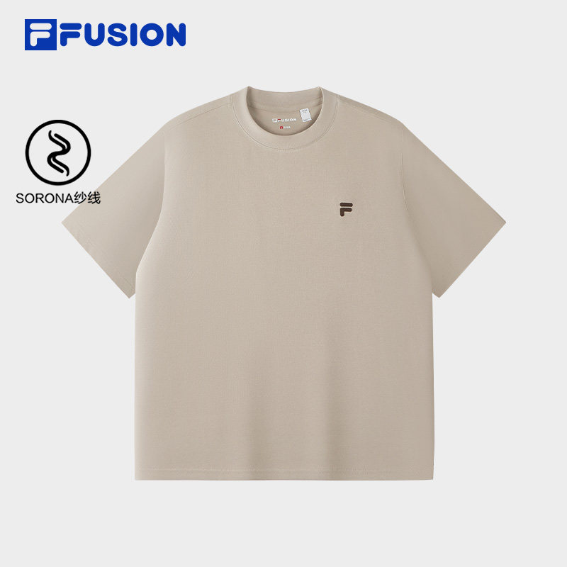 FILA FUSION斐乐潮牌男子针织短袖衫2026冬季新款休闲宽松圆领T恤