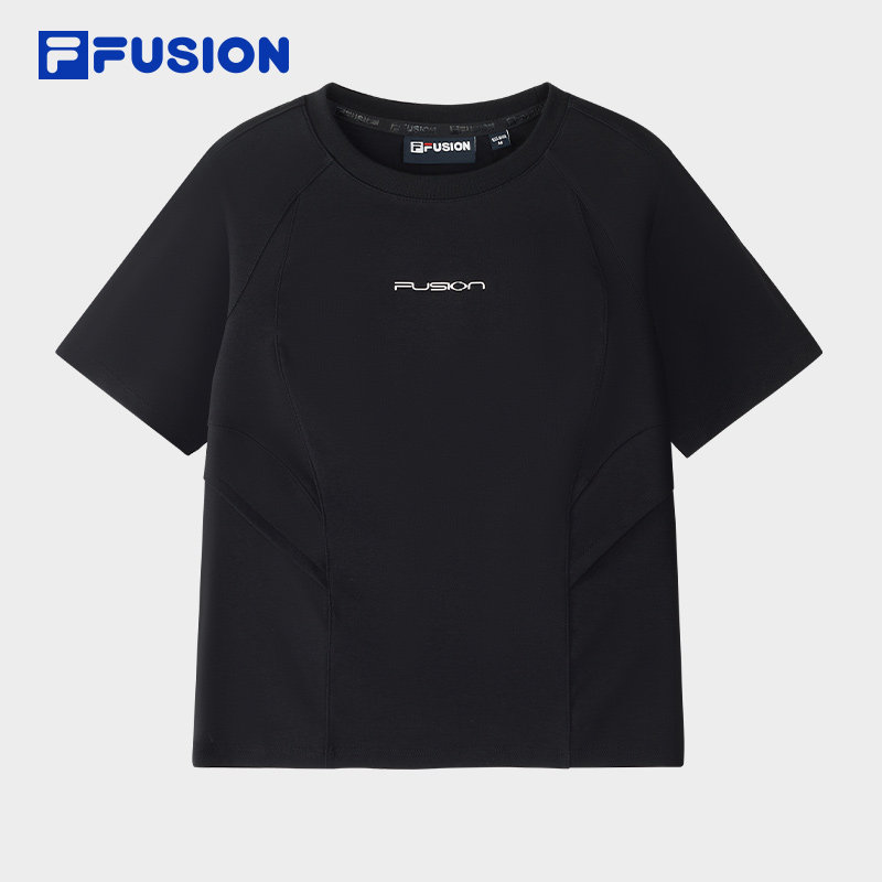 FILA FUSION斐乐潮牌女子针织短袖衫2025夏季新款休闲拼色紧身T恤,运动服/休闲服装,运动T恤,淘宝优惠券,粉丝福利购,淘宝优惠卷
