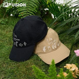 FILA 百搭户外帽子涂鸦休闲遮阳帽 FUSION斐乐潮牌情侣棒球帽时尚