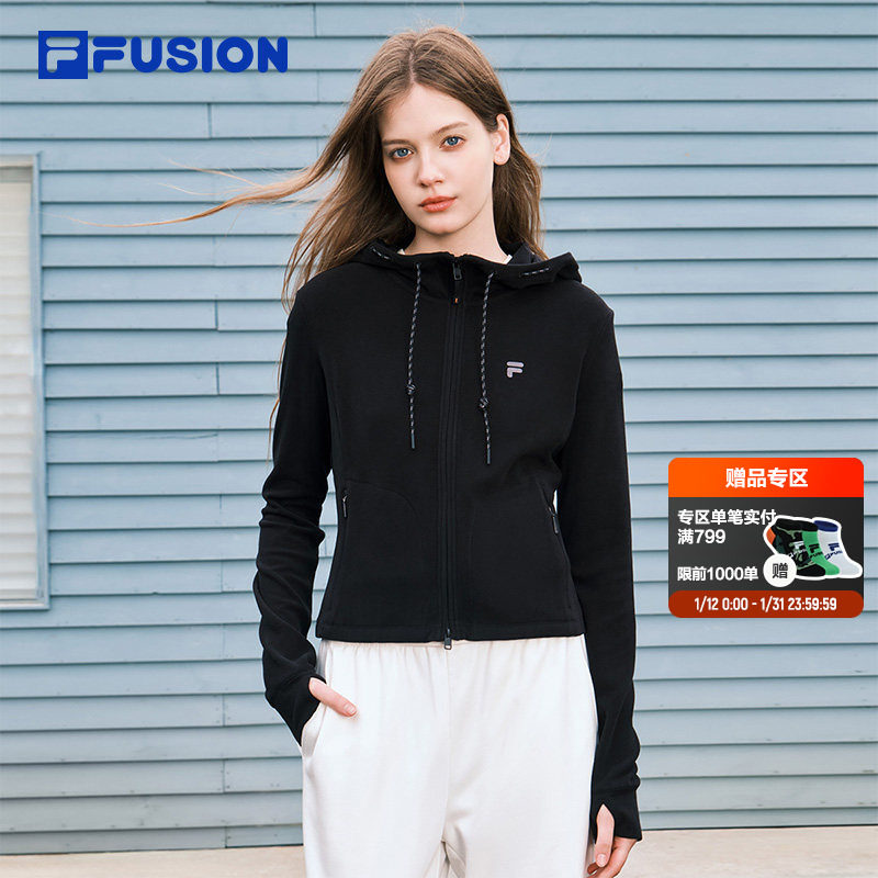 FILA FUSION斐乐潮牌针织连帽外套女26春季简约修身显瘦保暖上衣,运动服/休闲服装,运动茄克/外套,淘宝优惠券,粉丝福利购,淘宝优惠卷