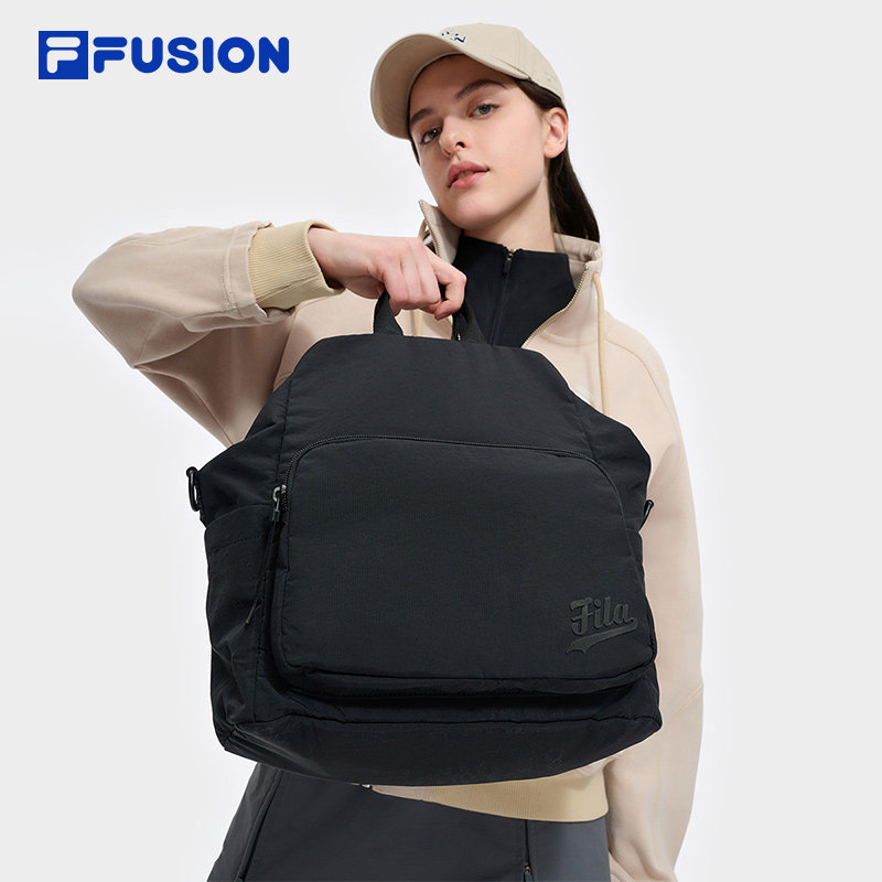 FILA FUSION斐乐双肩包经典女包2025春季新款纯色包包