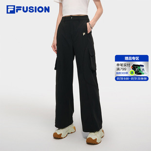 FUSION斐樂休閑褲 運(yùn)動(dòng)褲 新款 直筒長(zhǎng)褲 2025秋季 子傘兵褲 FILA 女褲