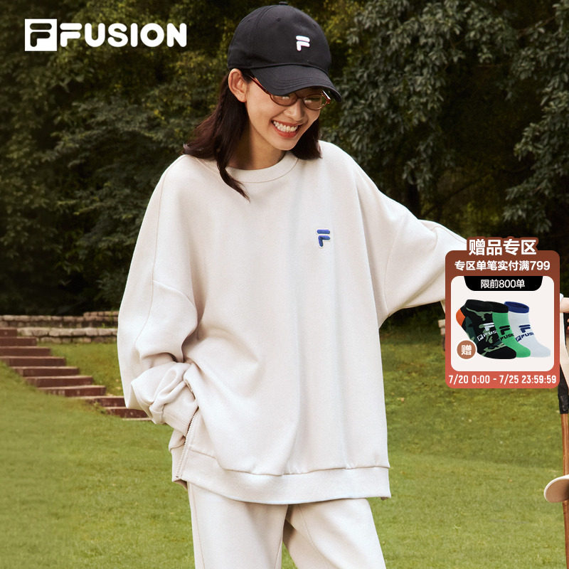FILA FUSION斐乐潮牌情侣卫衣男女2026秋季新款宽松套头运动上衣