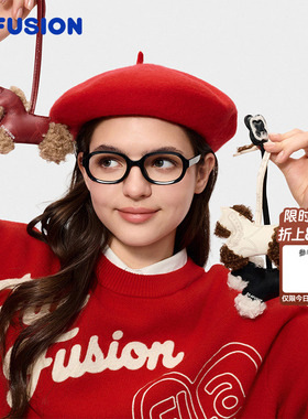 马上起飞丨FILA FUSION斐乐潮牌情侣新年红色背包挂件小玩偶女男