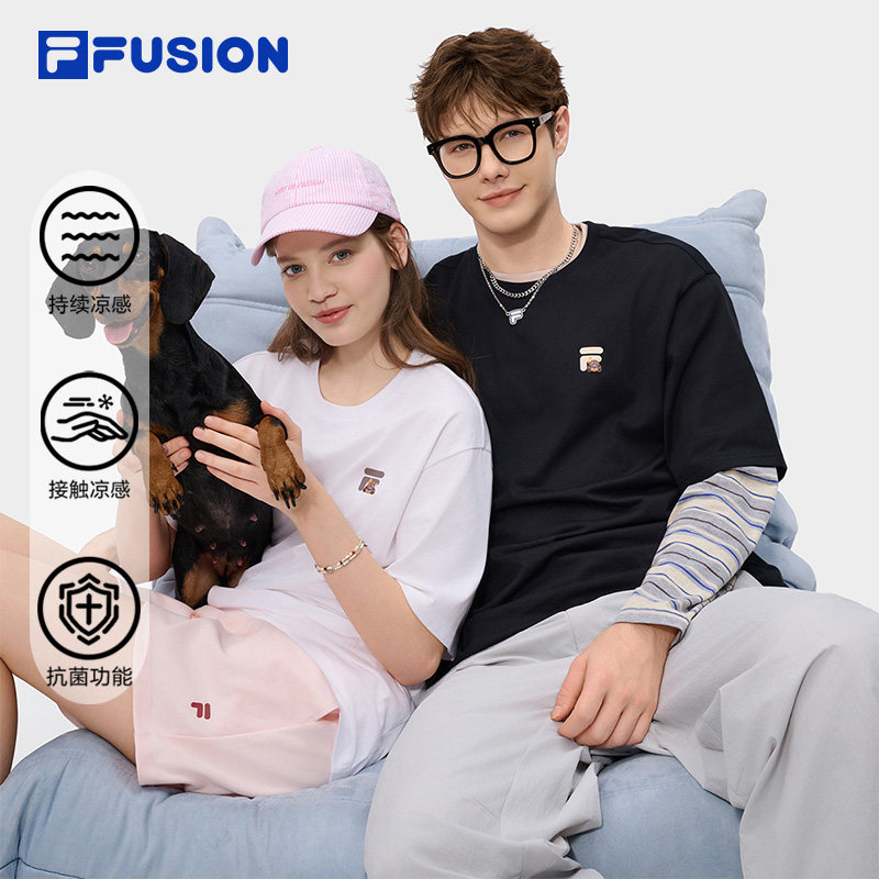 FILA FUSION斐乐情侣短袖t恤女26夏季新款萌宠凉感宽松