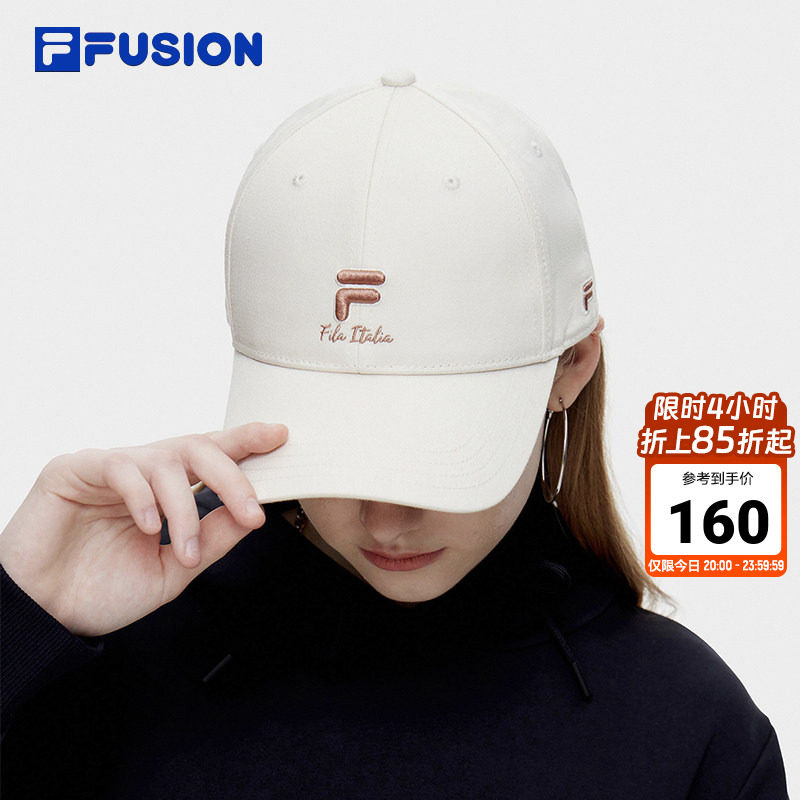 FILA FUSION斐乐潮牌棒球帽太阳帽女款时尚帽子运动鸭舌帽白白帽