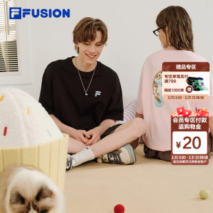 可爱宽松凉感纯棉半袖 FILA 新款 t恤女26夏季 男 FUSION斐乐情侣短袖