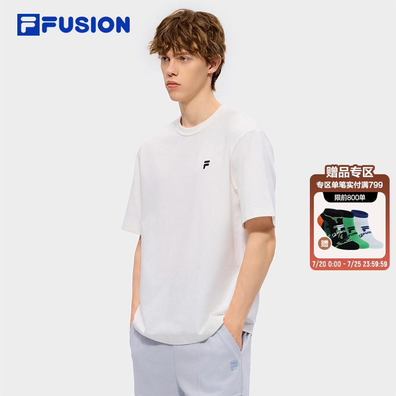 章昊同款FILA FUSION斐乐潮牌短袖T恤男夏季新款男士宽松运动上衣