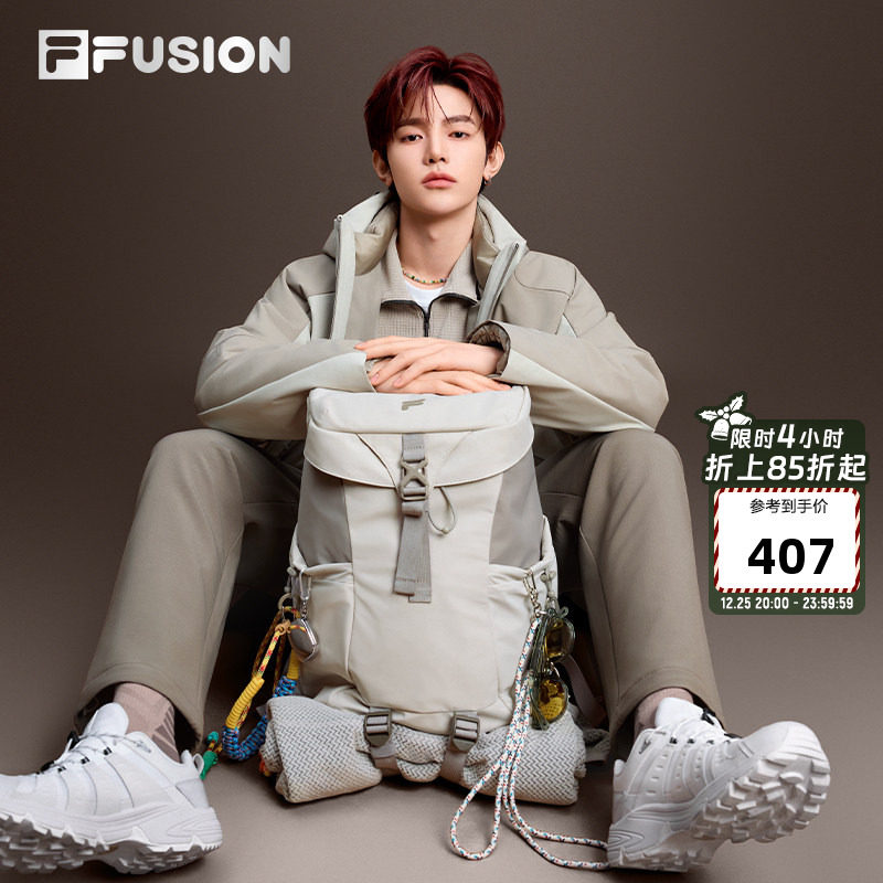 章昊同款FILA FUSION斐乐脊骨包女背包2025冬季新款男