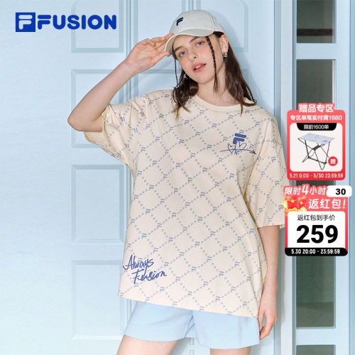 FILAFUSION情侣短袖老花T恤