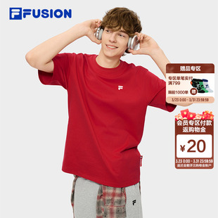 新款 章昊同款 T恤女2026夏季 FUSION斐乐潮牌短袖 纯棉男子上衣 FILA