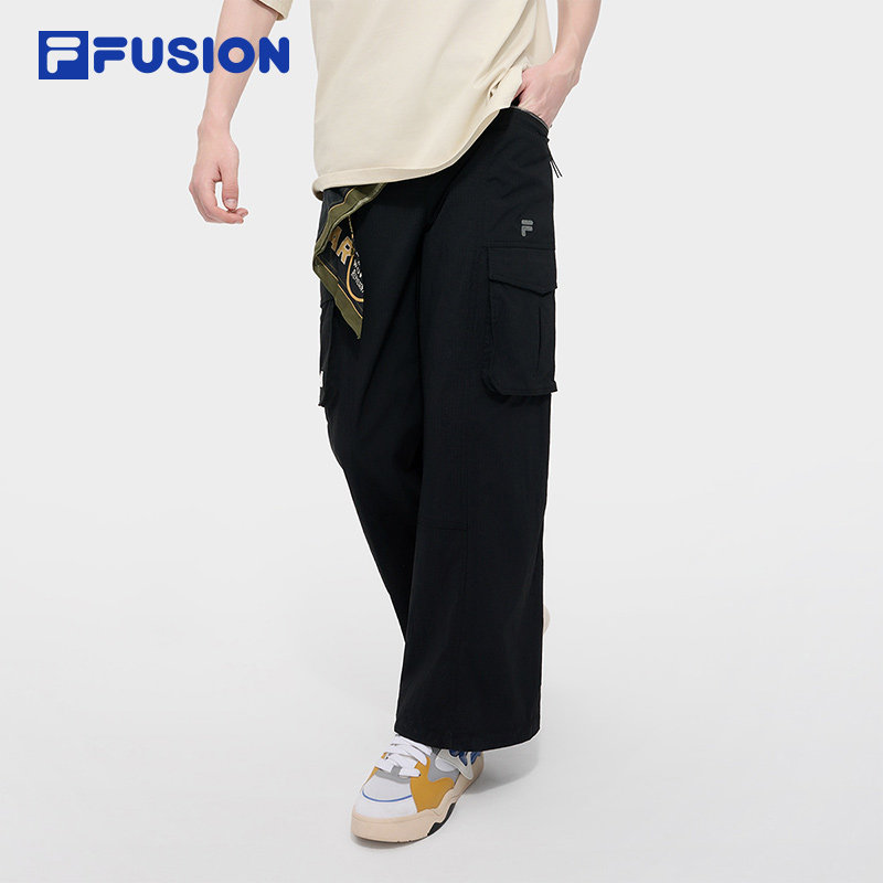 FILA FUSION斐乐潮牌男裤运动梭织长裤秋季男士宽松休闲工