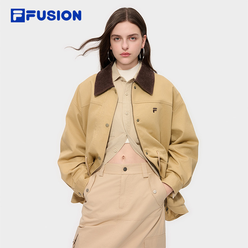 FILA FUSION斐乐潮牌梭织外套女2025秋季新款休闲巴恩风翻领上衣,运动服/休闲服装,运动茄克/外套,淘宝优惠券,粉丝福利购,淘宝优惠卷