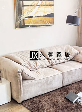 意式极简baxter大象耳朵磨砂布小户型客厅羽绒现代设计师直排沙发