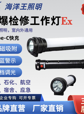 海洋王FW6601磁吸式防爆检修工作灯红蓝警示充电棒管灯手持手电筒