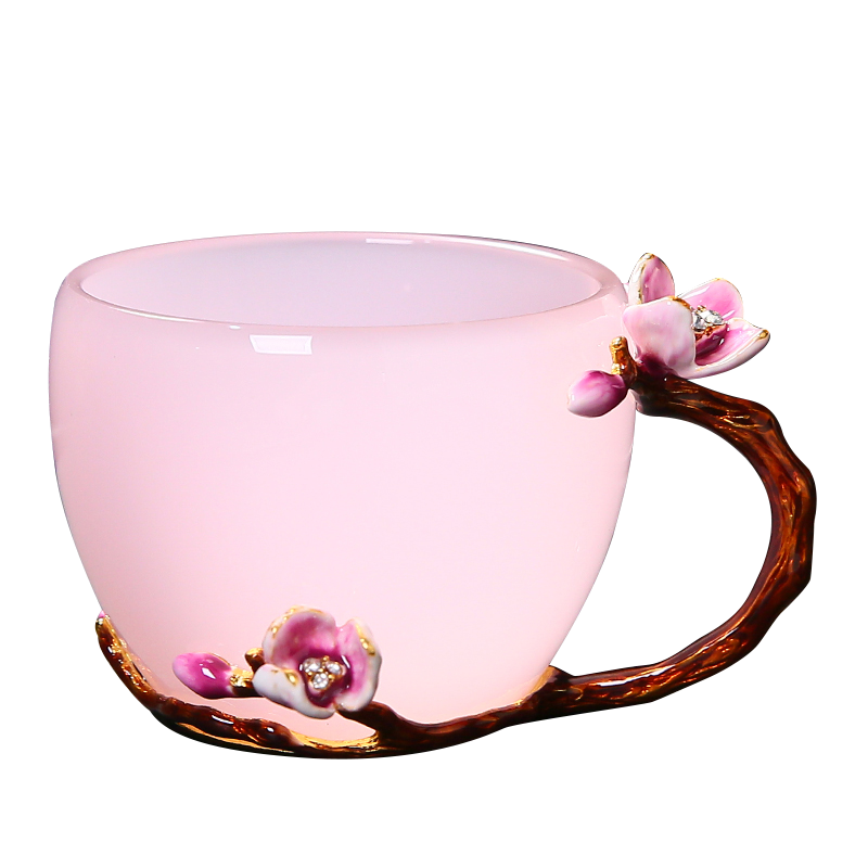 琉璃杯茶杯輕奢高檔主人杯帶手把創(chuàng)意花茶杯咖啡杯功夫泡茶杯單杯