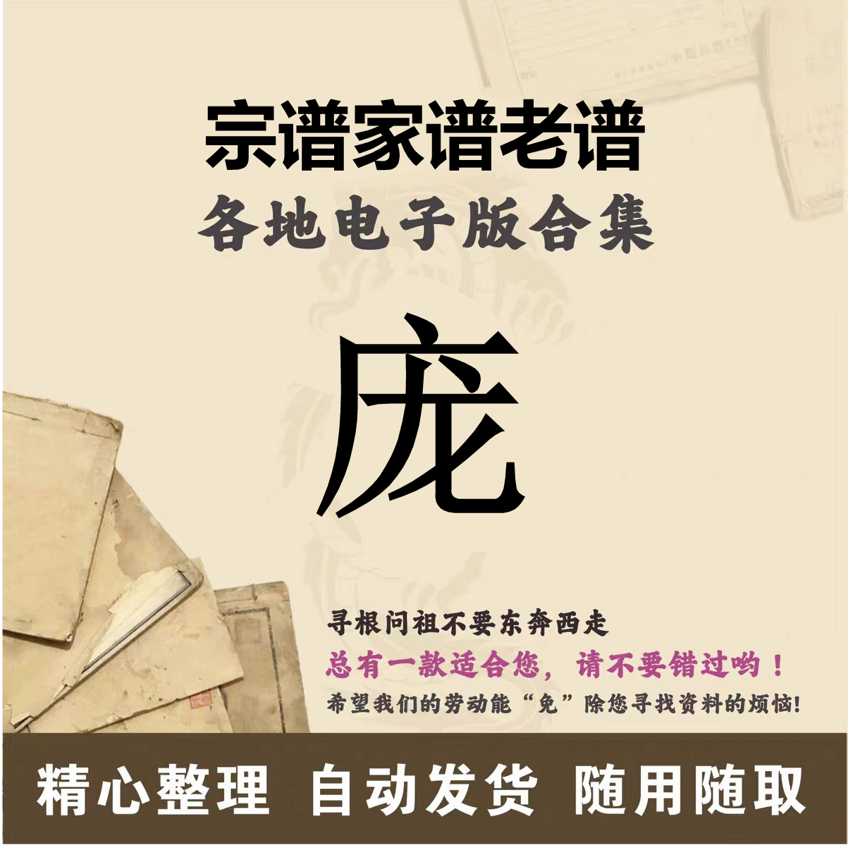 庞氏家谱族谱宗谱老谱全国百家姓寻根问祖追根溯源研究电子版