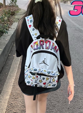 Jordan乔丹双肩包小号满印花时尚休闲学生书包DZ3755 JD2223027TD