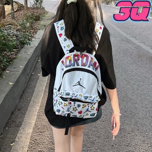 Jordan乔丹双肩包小号满印花时尚 JD2223027TD 休闲学生书包DZ3755