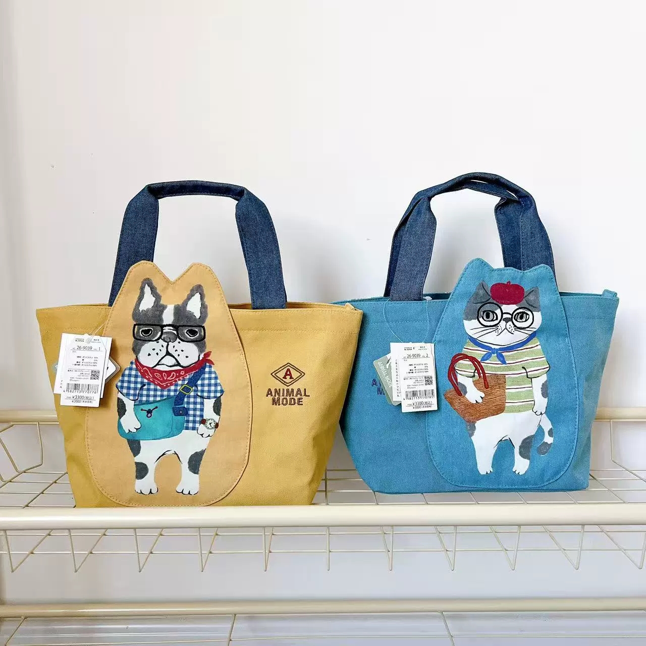 日本Kusuguru正品刺绣猫咪法斗手提包手拎包饭盒包购物通勤包502