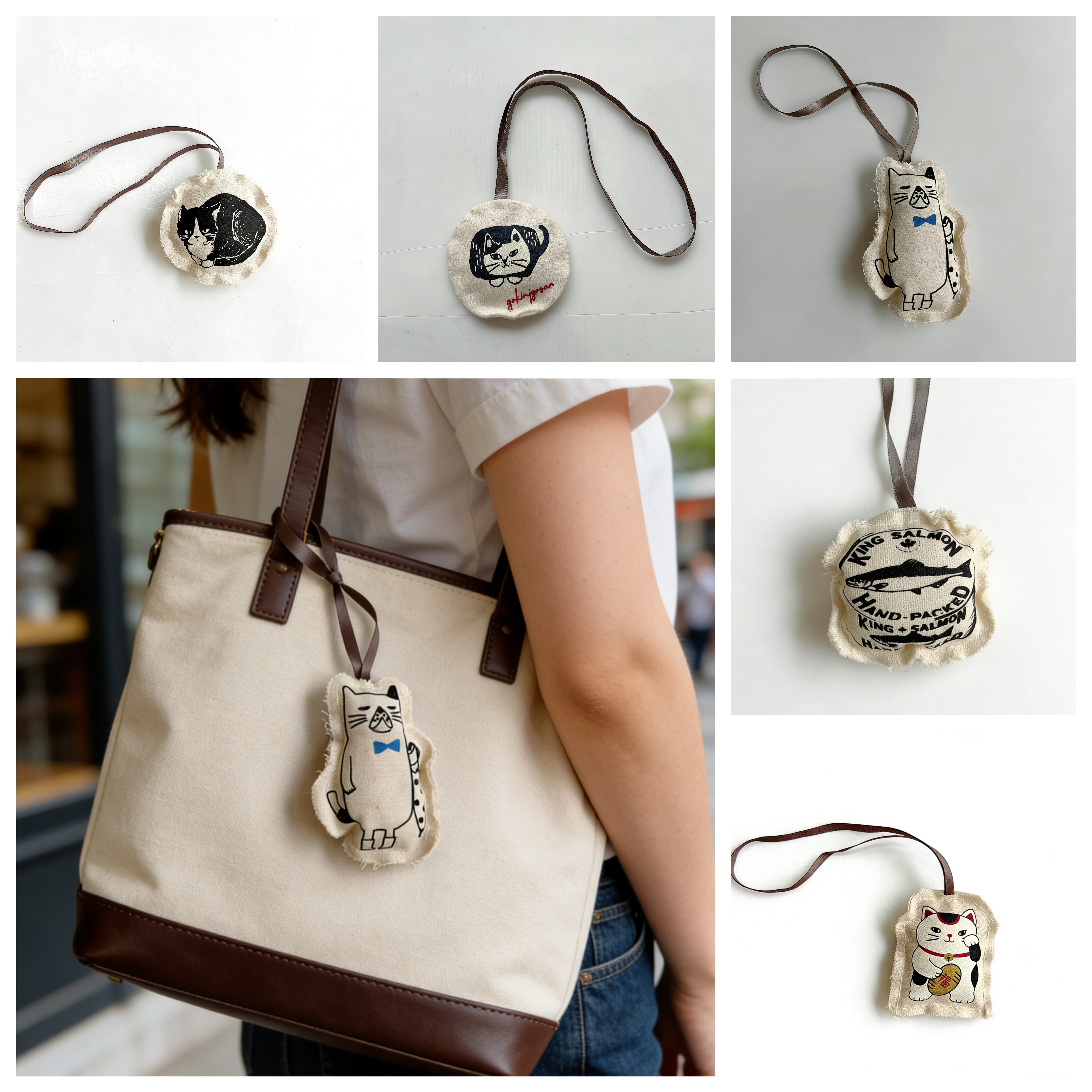 日本Kusuguru猫咪挂件 手工布艺挂饰 包包钥匙扣装饰