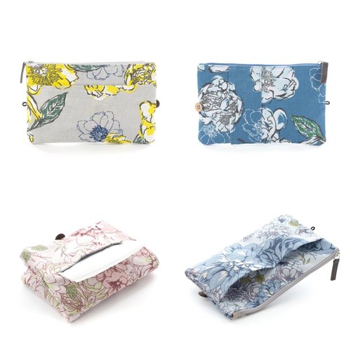 日本kusuguru棉麻花柄碎花零钱包卡包纸巾包口罩袋姨妈巾包折叠袋