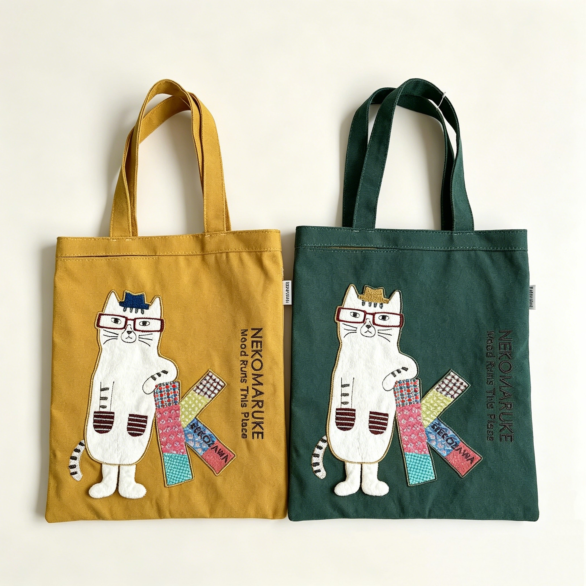 日本卡通立体刺绣小猫帆布包30*25cm 帆布分层收纳手提单肩包600