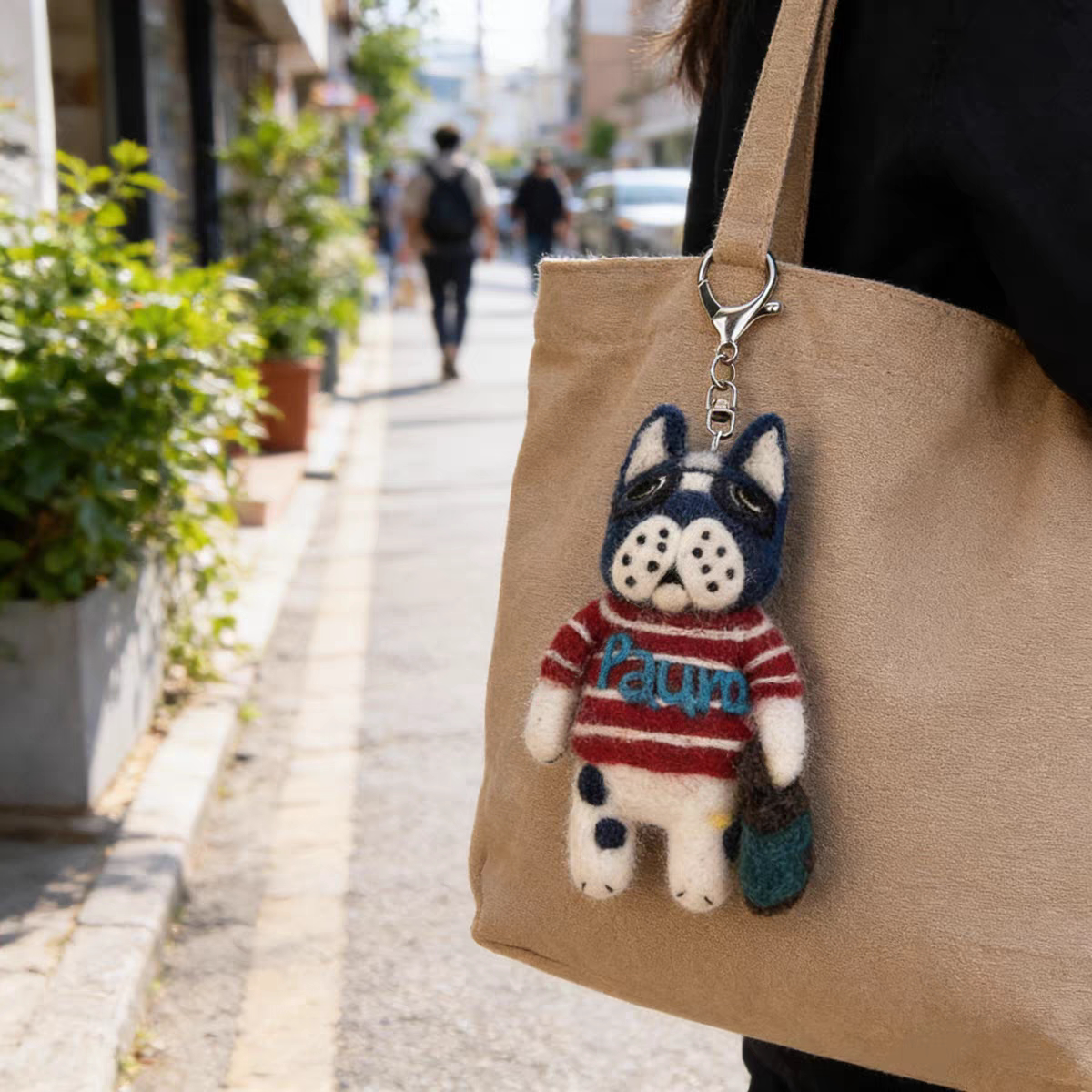 日本Kusuguru正品尼泊尔手工羊毛毡钥匙扣挂件猫咪法斗挂饰品406