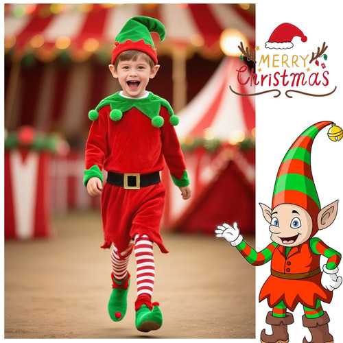 新儿童圣诞精灵扮演服男童圣诞装