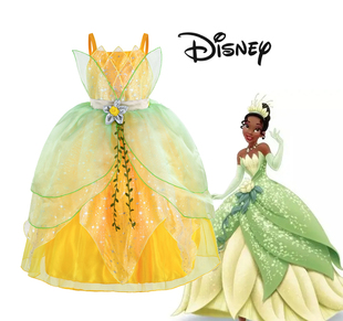 新款迪士尼女童蒂安娜公主裙万圣节青蛙公主Tiana cos活动表演服