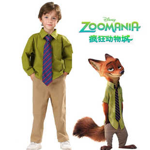 新儿童疯狂动物城狐狸杰克扮演服万圣节服装迪士尼男童Nick表演服