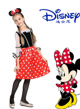 儿童迪士尼米妮公主裙Minnie Mouse万圣节连衣裙写真摄影演出服