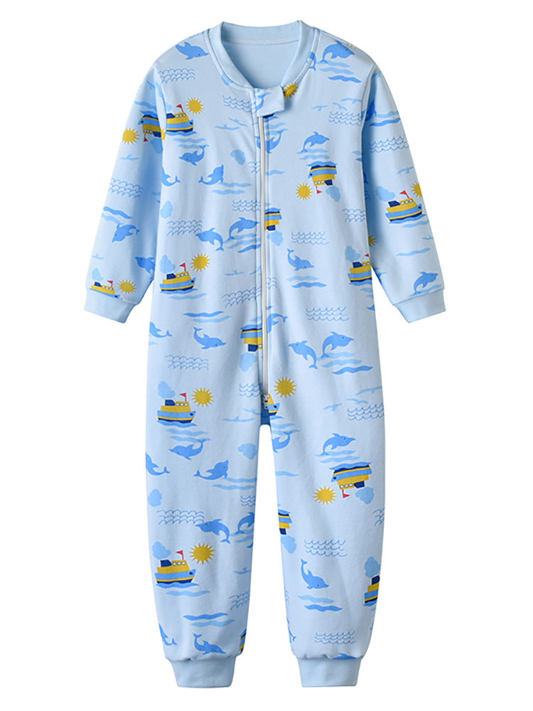 CHILDRENS ONE-PIECE PAJAMAS SPRING AND AUTUMN PURE COTTON BIG CHILDREN BOYS GIRLS GIRLS ONE-PIECE PAJAMAS AUTUMN AND WINTER BABY SLEEPING BAG