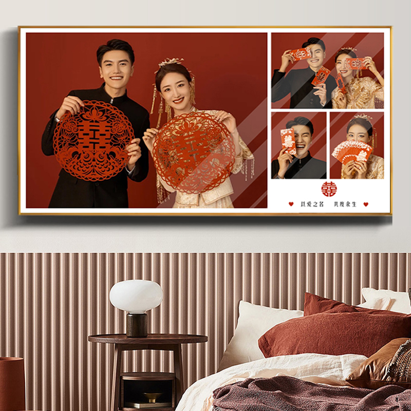 婚纱照相框挂墙定制洗照片打印加画框放大多宫格结婚照全家福制作