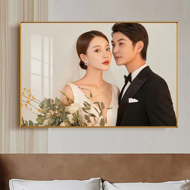 铝合金结婚照相框定制挂墙全家福婚纱照洗照片打印加做成画框装裱