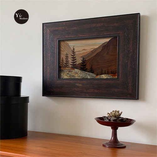 中古风美式风景氛围摆件玄关挂画