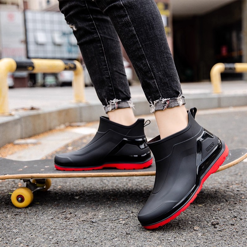 德系筒鞋帮平底休雨靴房作防滑鞋短雨男士水鞋低闲厨工防水钓鱼胶