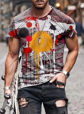 2022 new 3D graphic T-shirt men's fashion casual top shi