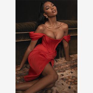 party dress Off Shoulder Sexy Dress Women Backless red black